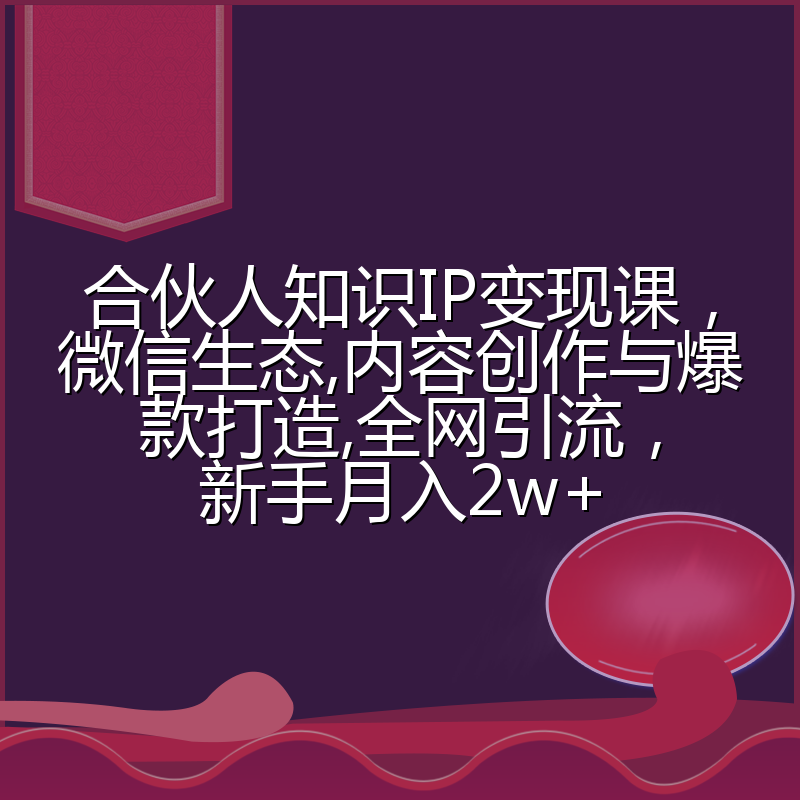 合伙人知识IP变现课，微信生态,内容创作与爆款打造,全网引流，新手月入2w+