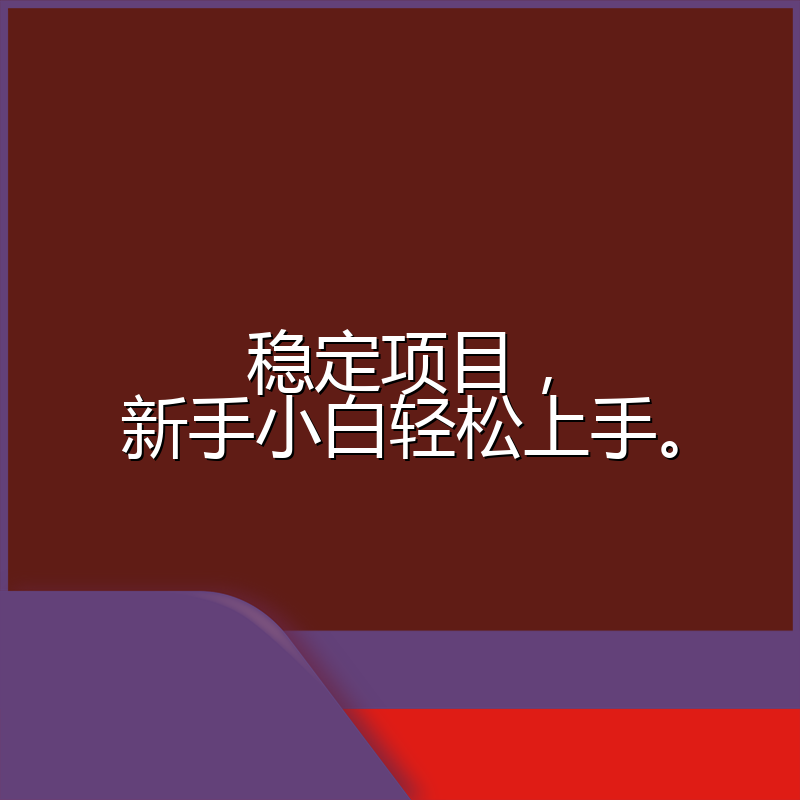 稳定项目，新手小白轻松上手。