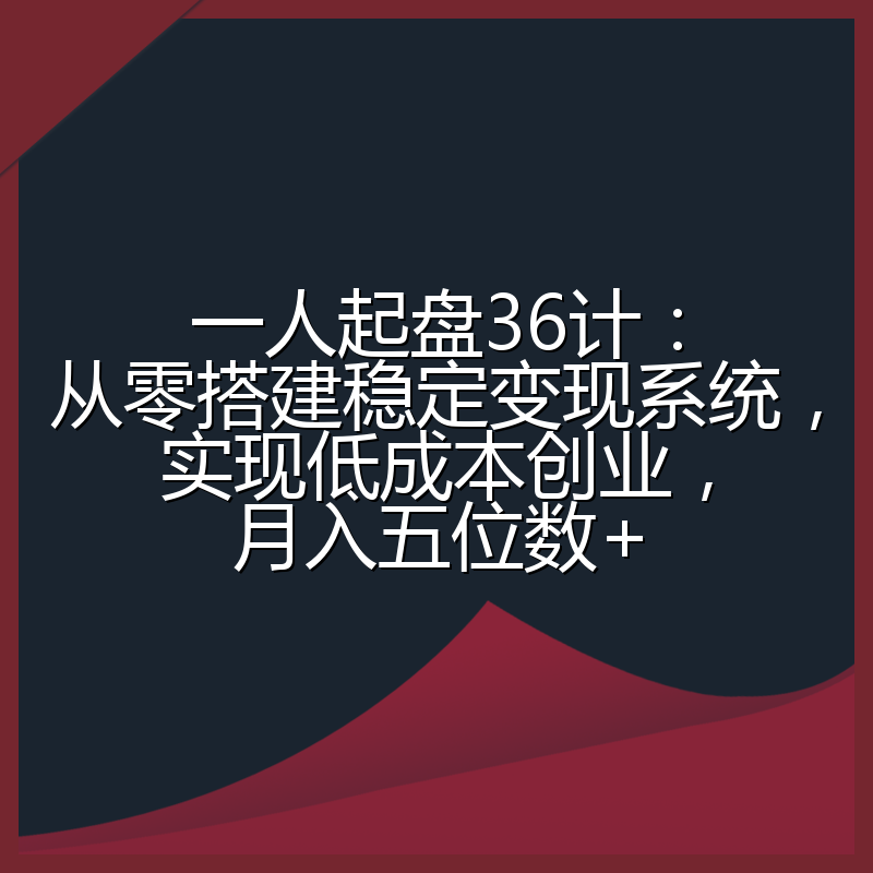 一人起盘36计：从零搭建稳定变现系统，实现低成本创业，月入五位数+