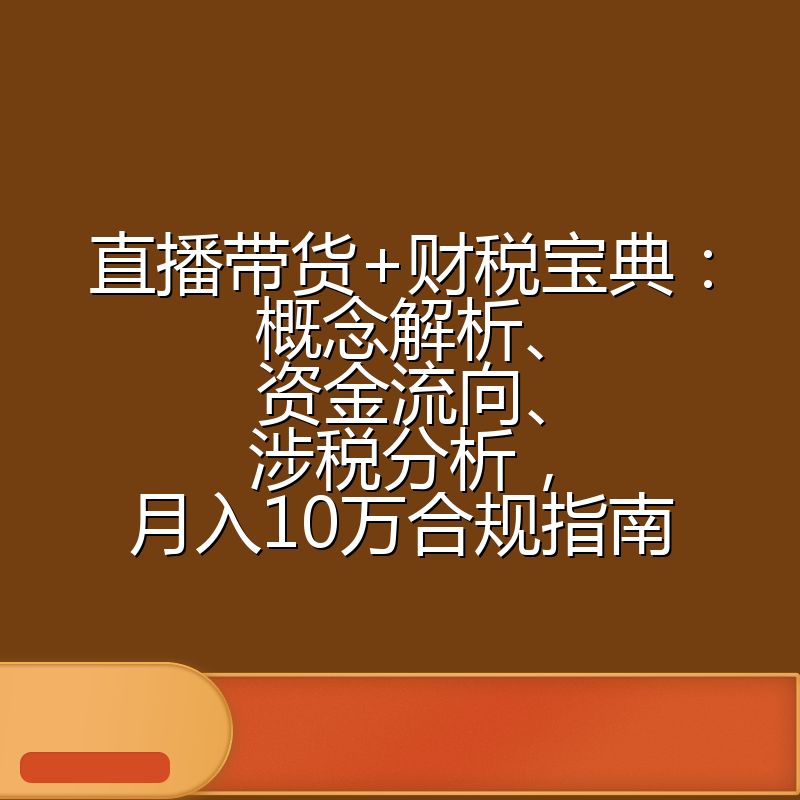 直播带货+财税宝典：概念解析、资金流向、涉税分析，月入10万合规指南