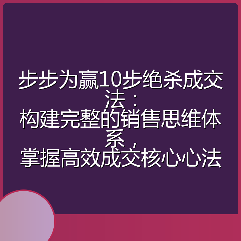 步步为赢10步绝杀成交法：构建完整的销售思维体系，掌握高效成交核心心法