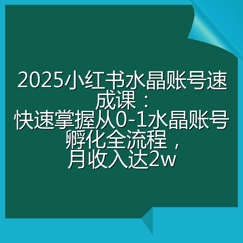 2025小红书水晶账号速成课：快速掌握从0-1水晶账号孵化全流程，月收入达2w