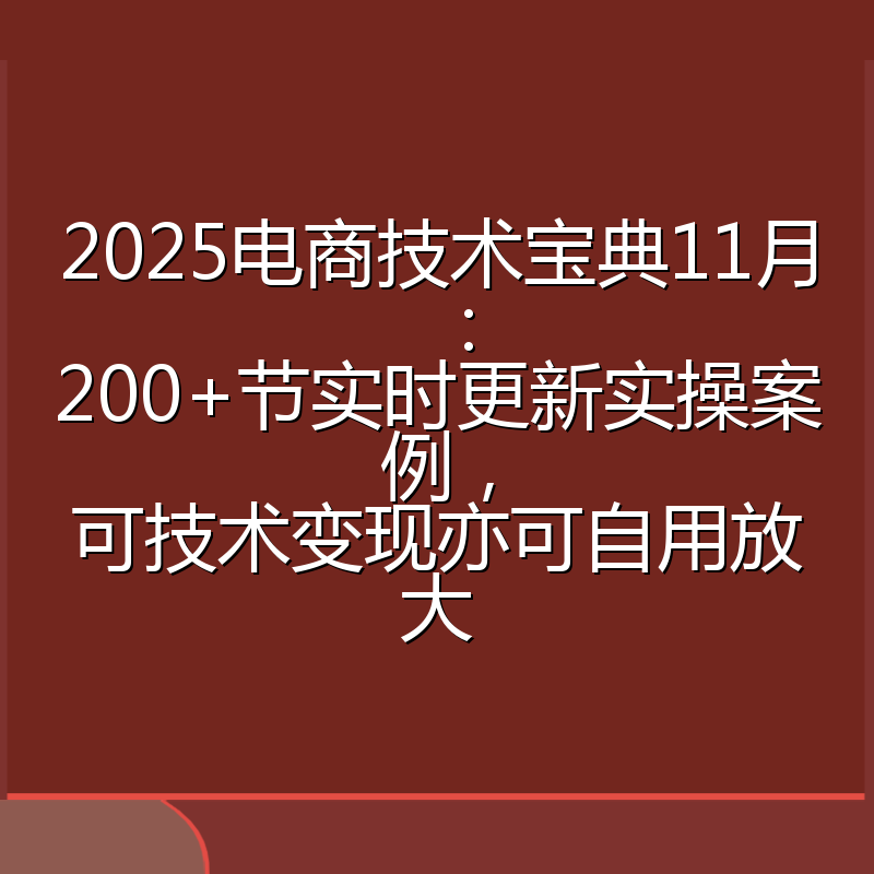 2025电商技术宝典11月：200+节实时更新实操案例，可技术变现亦可自用放大