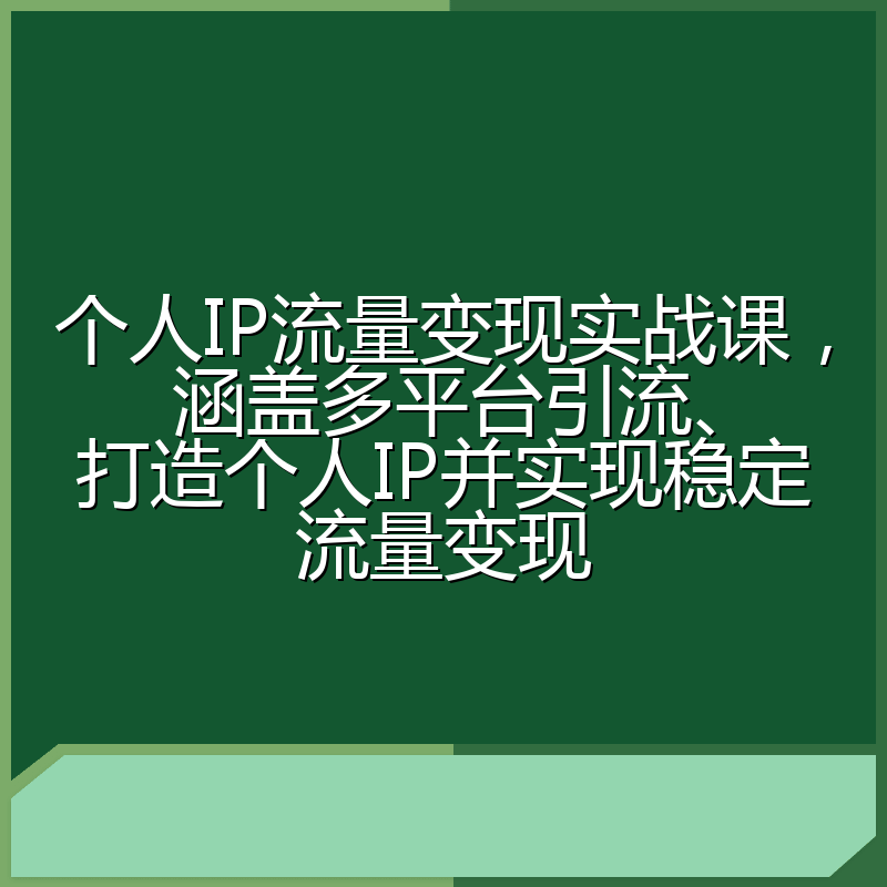 个人IP流量变现实战课，涵盖多平台引流、打造个人IP并实现稳定流量变现