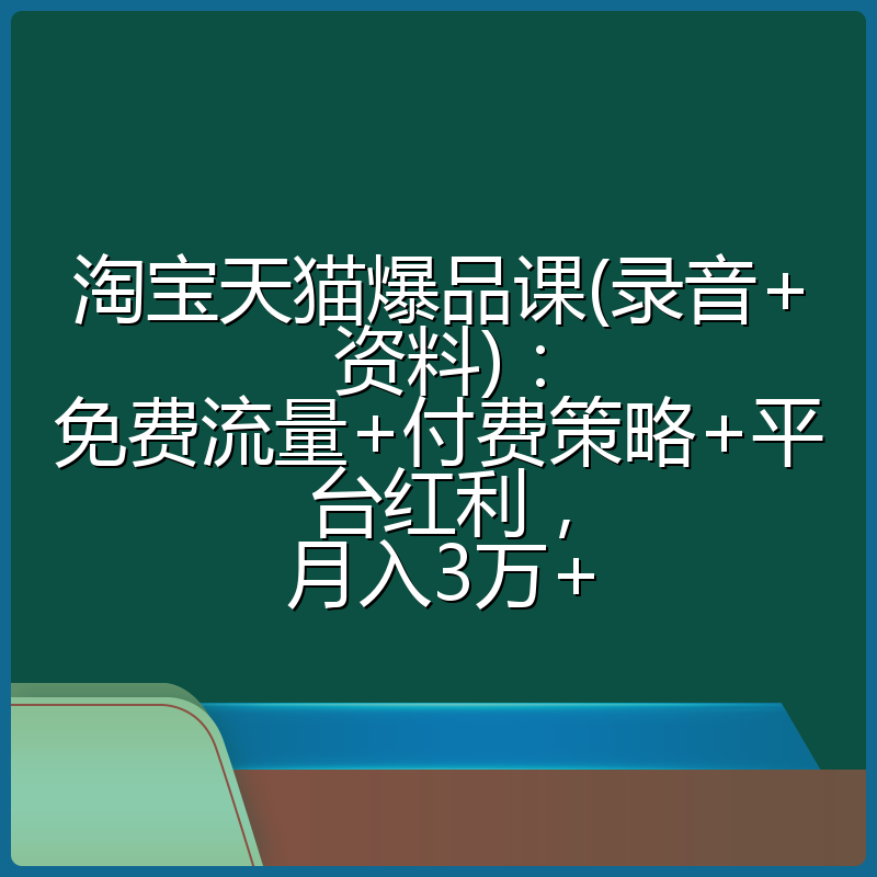 淘宝天猫爆品课(录音+资料)：免费流量+付费策略+平台红利，月入3万+