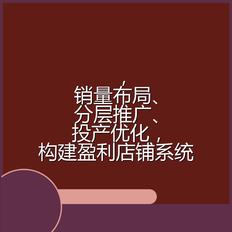 ,销量布局、分层推广、投产优化,构建盈利店铺系统