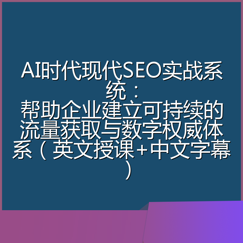AI时代现代SEO实战系统：帮助企业建立可持续的流量获取与数字权威体系（英文授课+中文字幕）