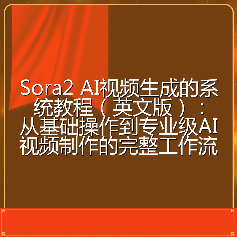 Sora2 AI视频生成的系统教程（英文版）：从基础操作到专业级AI视频制作的完整工作流