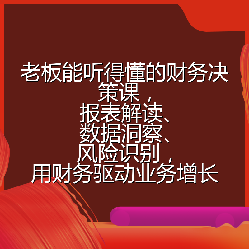老板能听得懂的财务决策课,报表解读、数据洞察、风险识别,用财务驱动业务增长