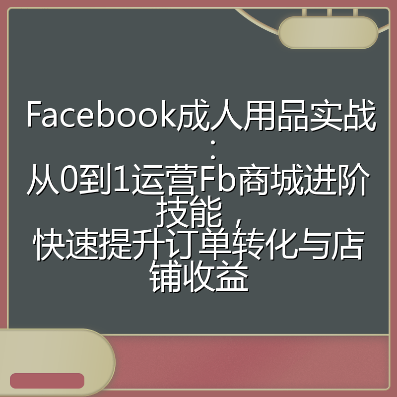 Facebook成人用品实战:从0到1运营Fb商城进阶技能,快速提升订单转化与店铺收益