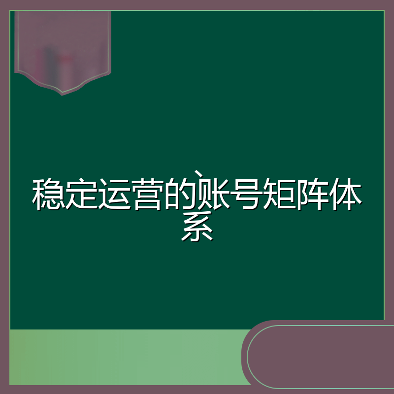 、稳定运营的账号矩阵体系