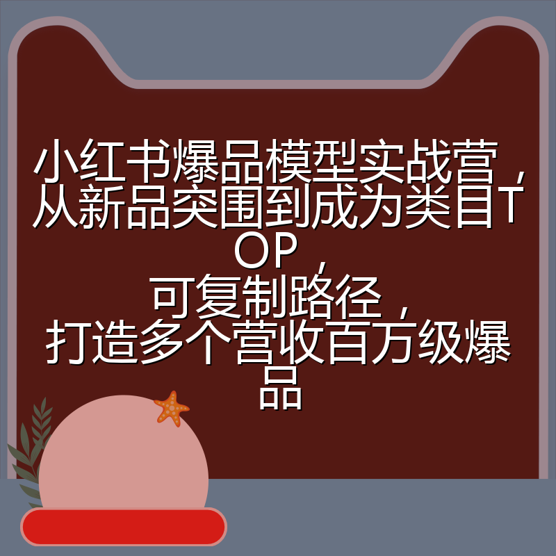小红书爆品模型实战营，从新品突围到成为类目TOP，可复制路径，打造多个营收百万级爆品