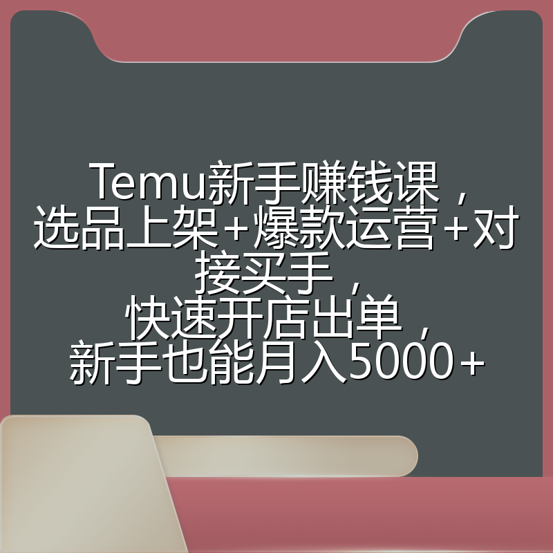 Temu新手赚钱课，选品上架+爆款运营+对接买手，快速开店出单，新手也能月入5000+