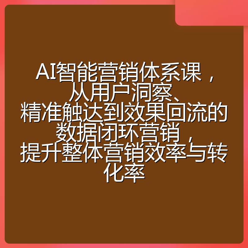 AI智能营销体系课，从用户洞察、精准触达到效果回流的数据闭环营销，提升整体营销效率与转化率