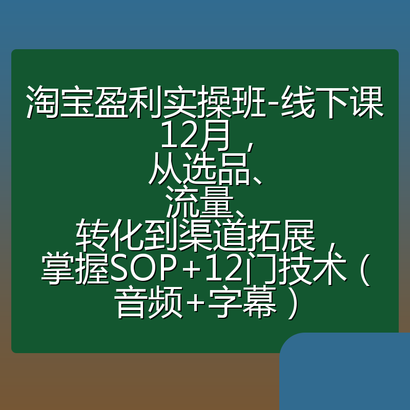 淘宝盈利实操班-线下课12月，从选品、流量、转化到渠道拓展，掌握SOP+12门技术（音频+字幕）