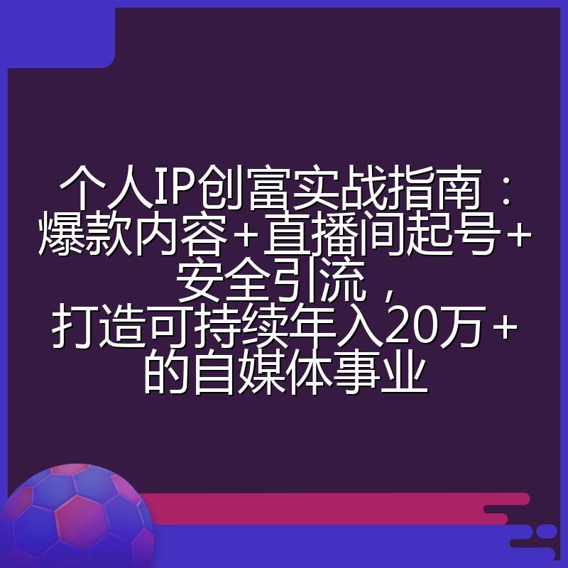 个人IP创富实战指南:爆款内容+直播间起号+安全引流,打造可持续年入20万+的自媒体事业