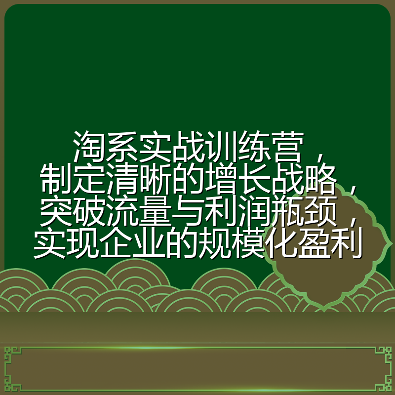 淘系实战训练营，制定清晰的增长战略，突破流量与利润瓶颈，实现企业的规模化盈利