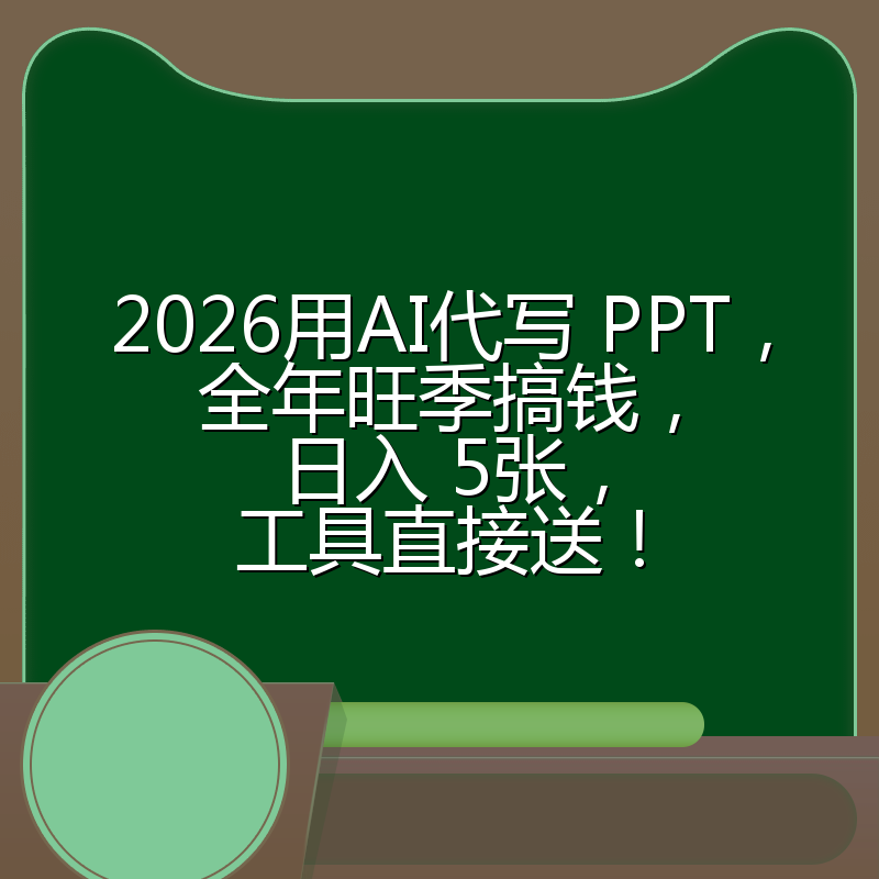 2026用AI代写 PPT，全年旺季搞钱，日入 5张，工具直接送！