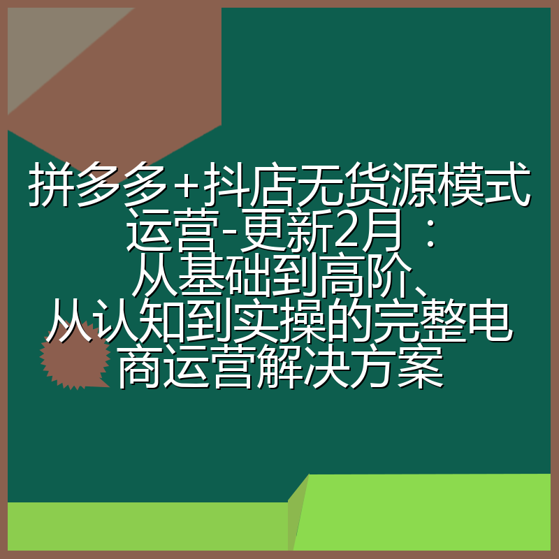 拼多多+抖店无货源模式运营-更新2月：从基础到高阶、从认知到实操的完整电商运营解决方案