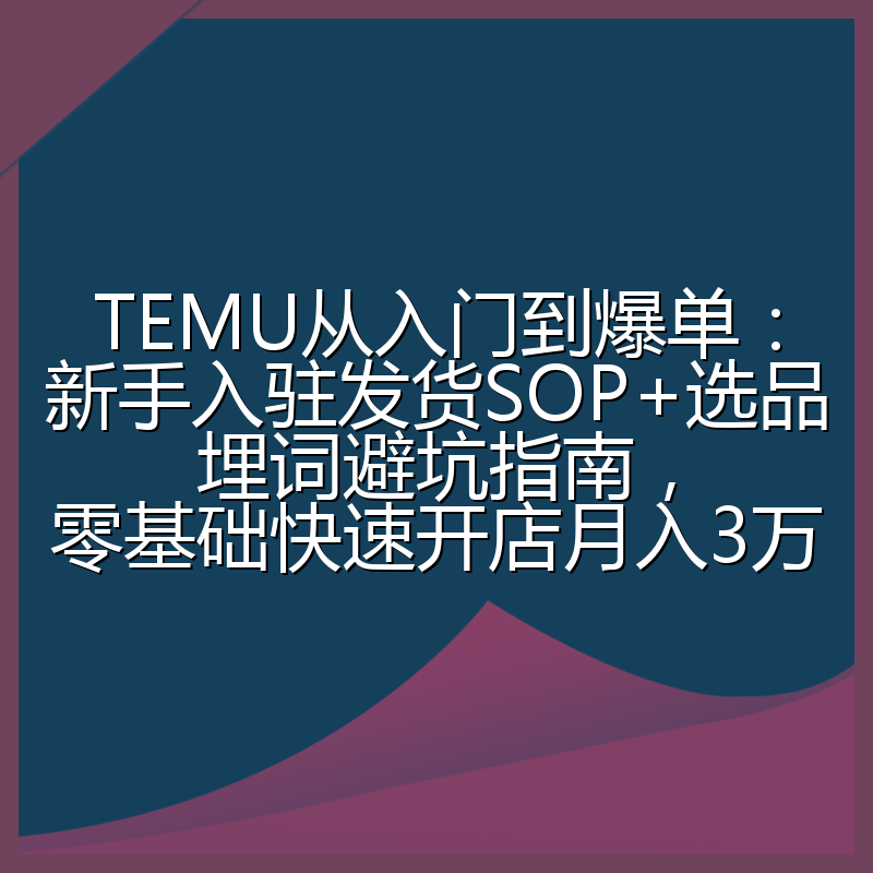 TEMU从入门到爆单：新手入驻发货SOP+选品埋词避坑指南，零基础快速开店月入3万