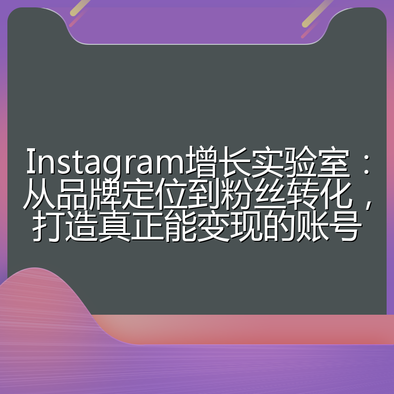 Instagram增长实验室：从品牌定位到粉丝转化，打造真正能变现的账号