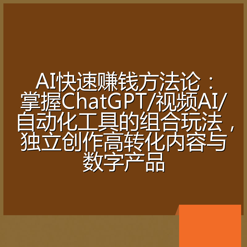 AI快速赚钱方法论：掌握ChatGPT/视频AI/自动化工具的组合玩法，独立创作高转化内容与数字产品