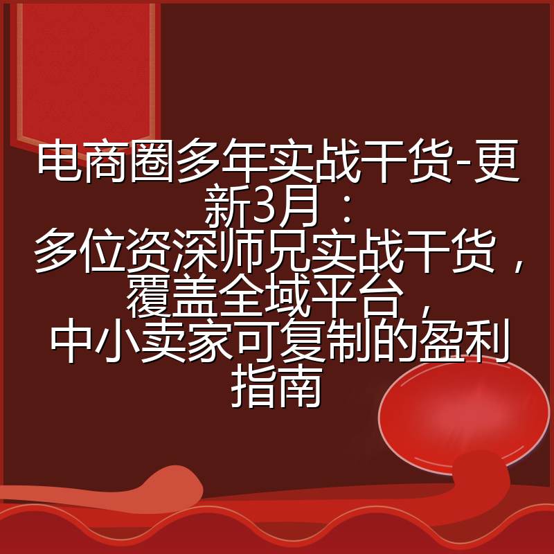 电商圈多年实战干货-更新3月：多位资深师兄实战干货，覆盖全域平台，中小卖家可复制的盈利指南
