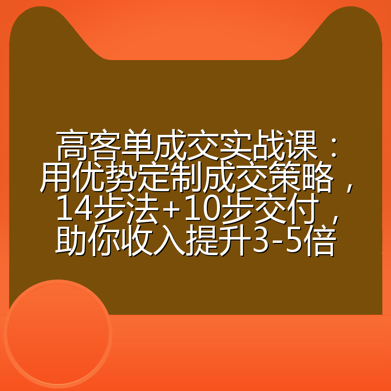 高客单成交实战课：用优势定制成交策略，14步法+10步交付，助你收入提升3-5倍