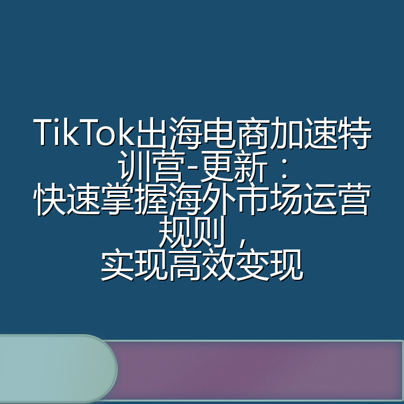 TikTok出海电商加速特训营-更新:快速掌握海外市场运营规则,实现高效变现