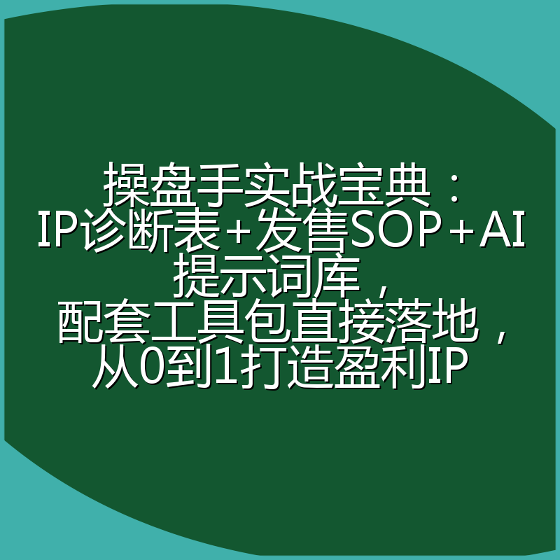 操盘手实战宝典：IP诊断表+发售SOP+AI提示词库，配套工具包直接落地，从0到1打造盈利IP