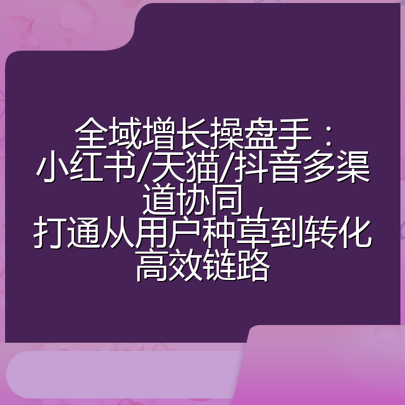 全域增长操盘手：小红书/天猫/抖音多渠道协同，打通从用户种草到转化高效链路
