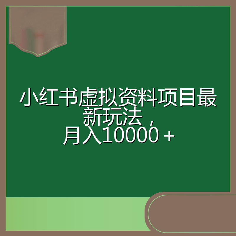 小红书虚拟资料项目最新玩法，月入10000＋