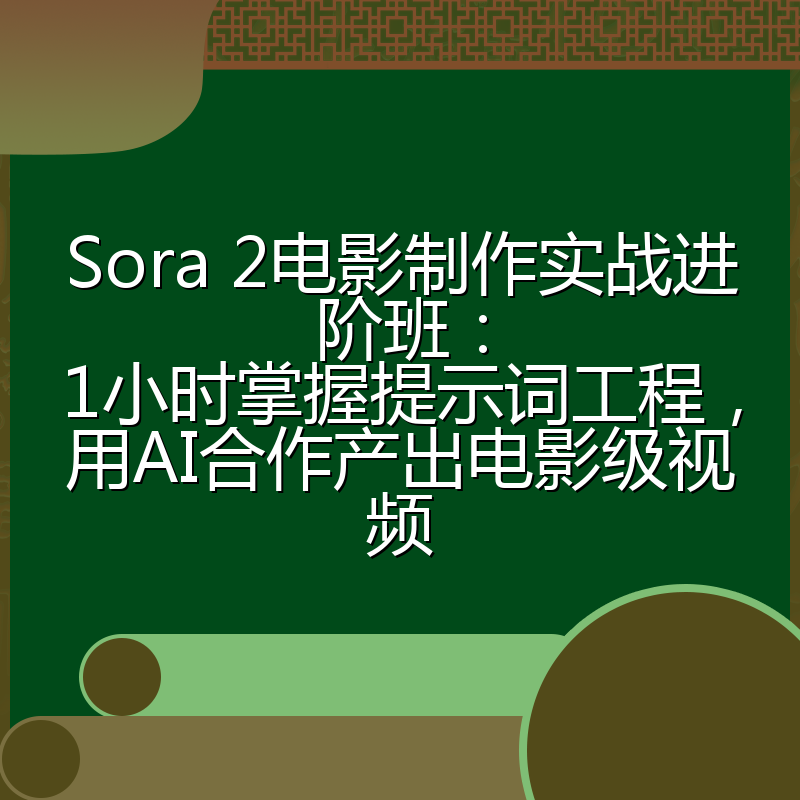 Sora 2电影制作实战进阶班：1小时掌握提示词工程，用AI合作产出电影级视频