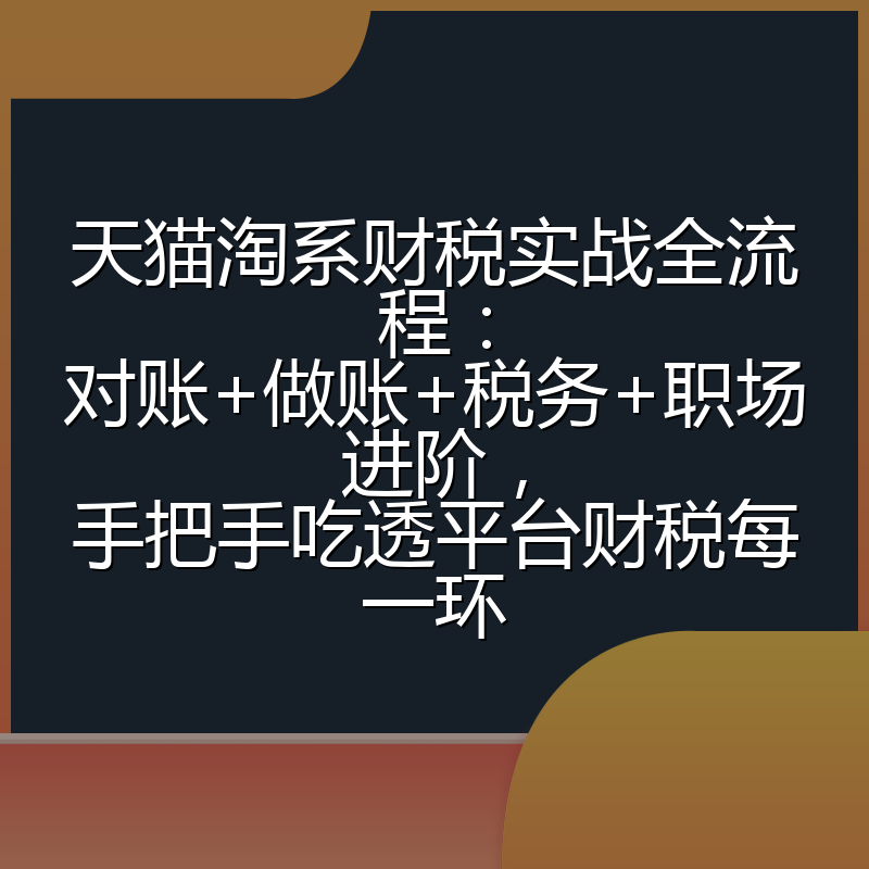 天猫淘系财税实战全流程：对账+做账+税务+职场进阶，手把手吃透平台财税每一环