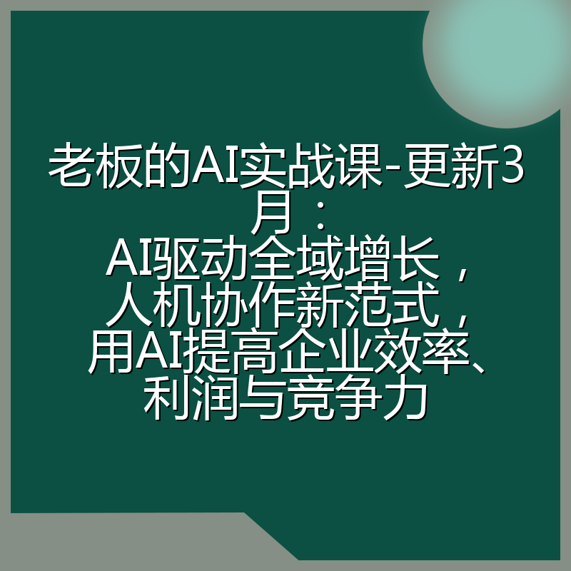老板的AI实战课-更新3月:AI驱动全域增长,人机协作新范式,用AI提高企业效率、利润与竞争力