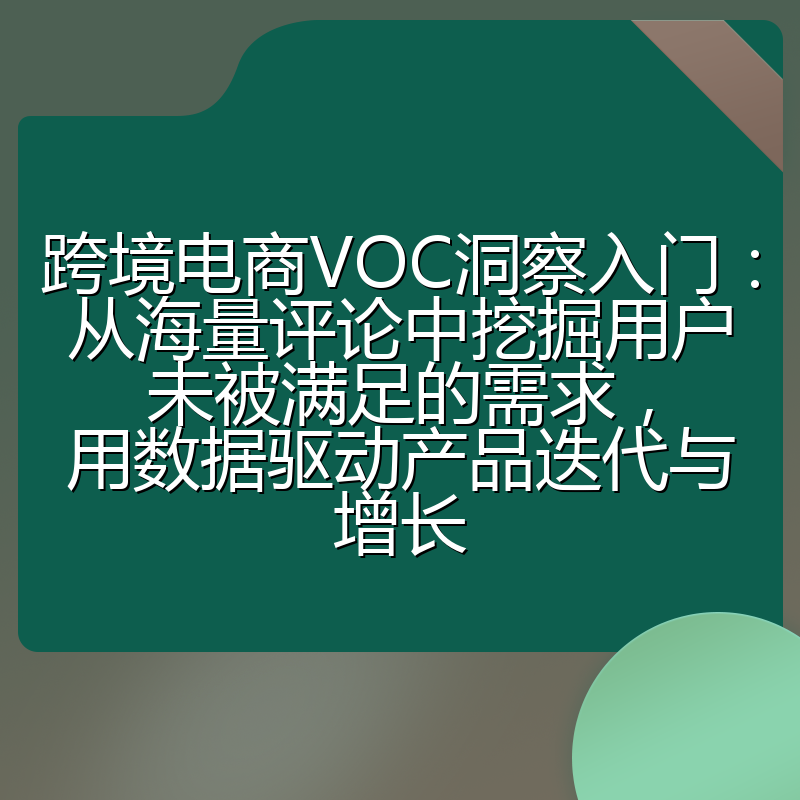 跨境电商VOC洞察入门：从海量评论中挖掘用户未被满足的需求，用数据驱动产品迭代与增长
