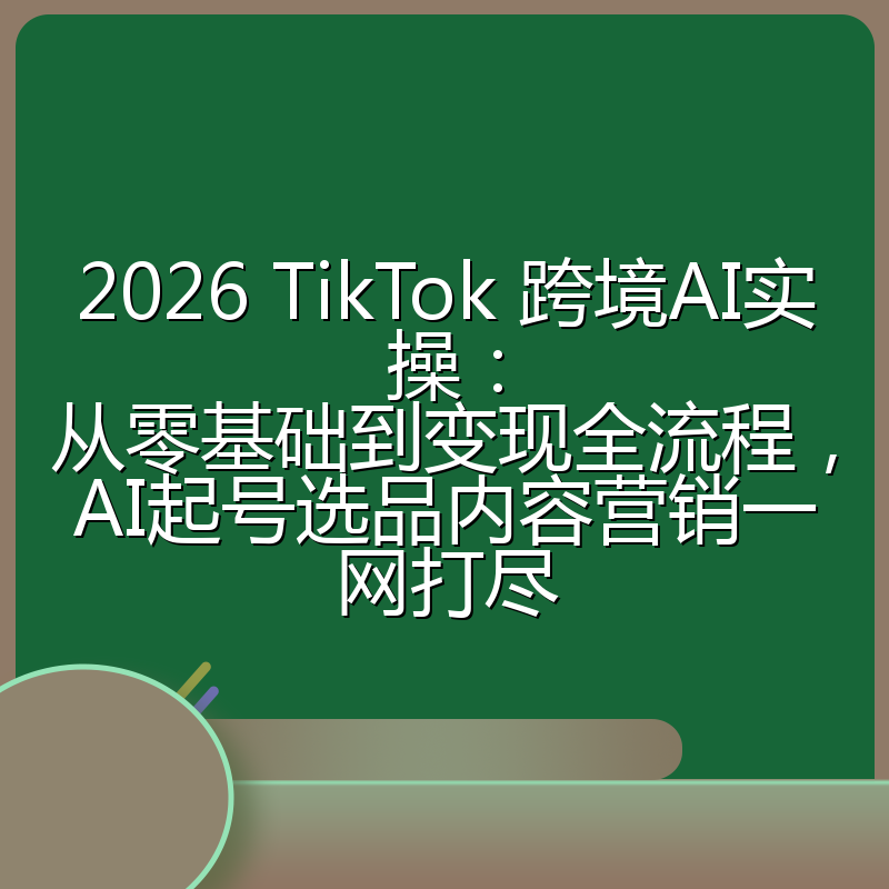 2026 TikTok 跨境AI实操：从零基础到变现全流程，AI起号选品内容营销一网打尽