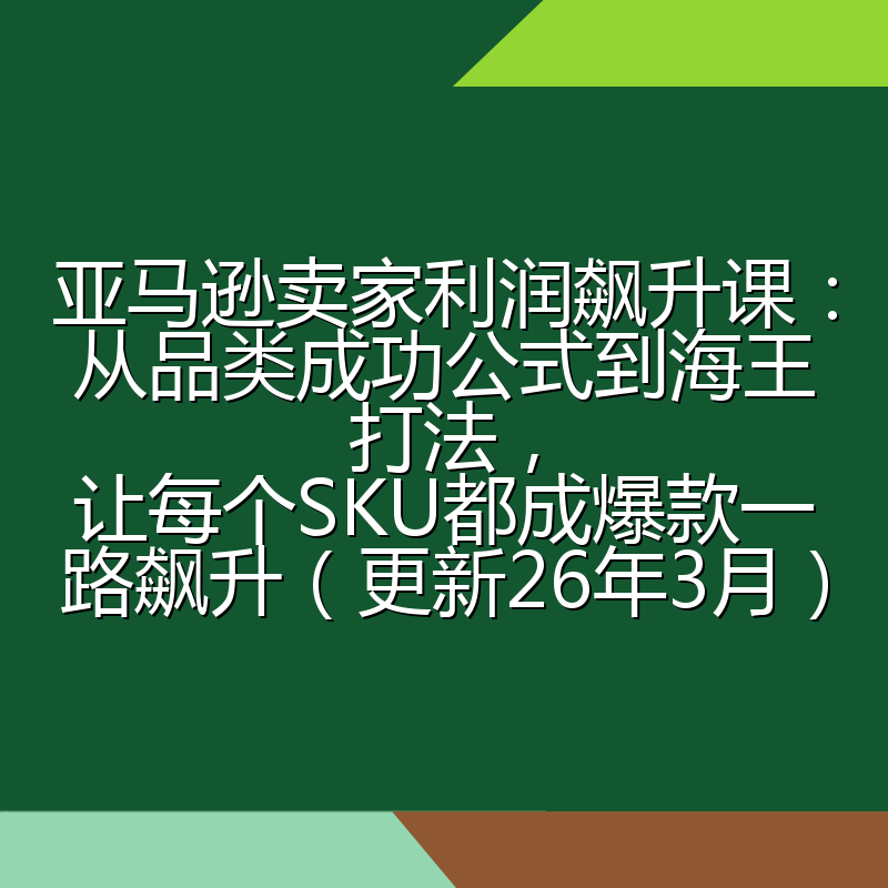 亚马逊卖家利润飙升课：从品类成功公式到海王打法，让每个SKU都成爆款一路飙升（更新26年3月）