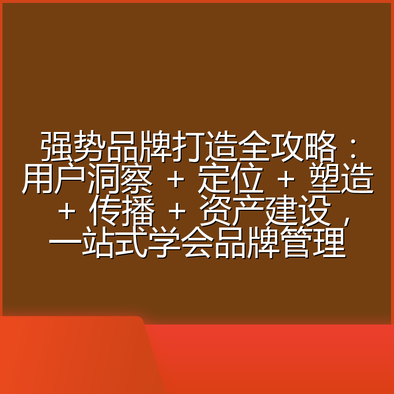 强势品牌打造全攻略:用户洞察 + 定位 + 塑造 + 传播 + 资产建设,一站式学会品牌管理
