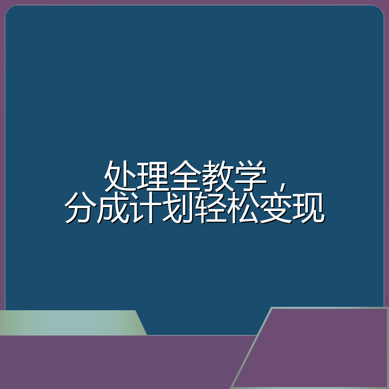 处理全教学，分成计划轻松变现