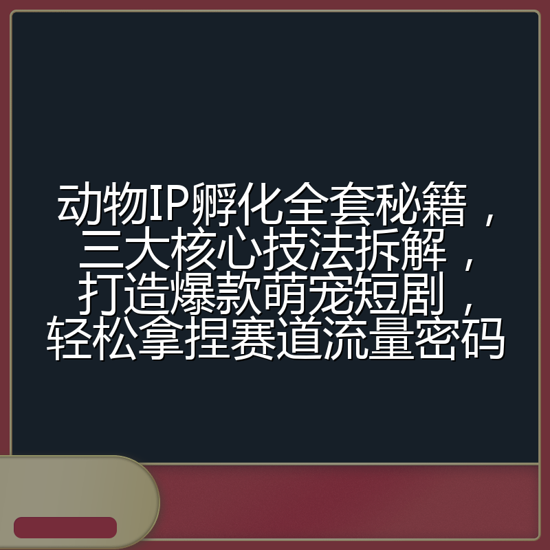 动物IP孵化全套秘籍，三大核心技法拆解，打造爆款萌宠短剧，轻松拿捏赛道流量密码