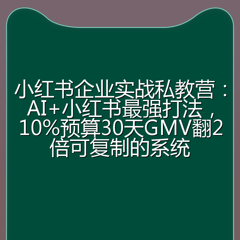 小红书企业实战私教营：AI+小红书最强打法，10%预算30天GMV翻2倍可复制的系统