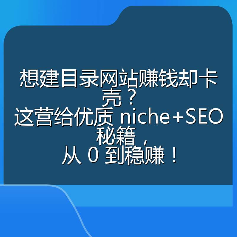 想建目录网站赚钱却卡壳？这营给优质 niche+SEO 秘籍，从 0 到稳赚！