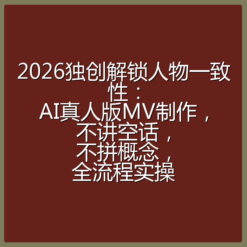 2026独创解锁人物一致性：AI真人版MV制作，不讲空话，不拼概念，全流程实操