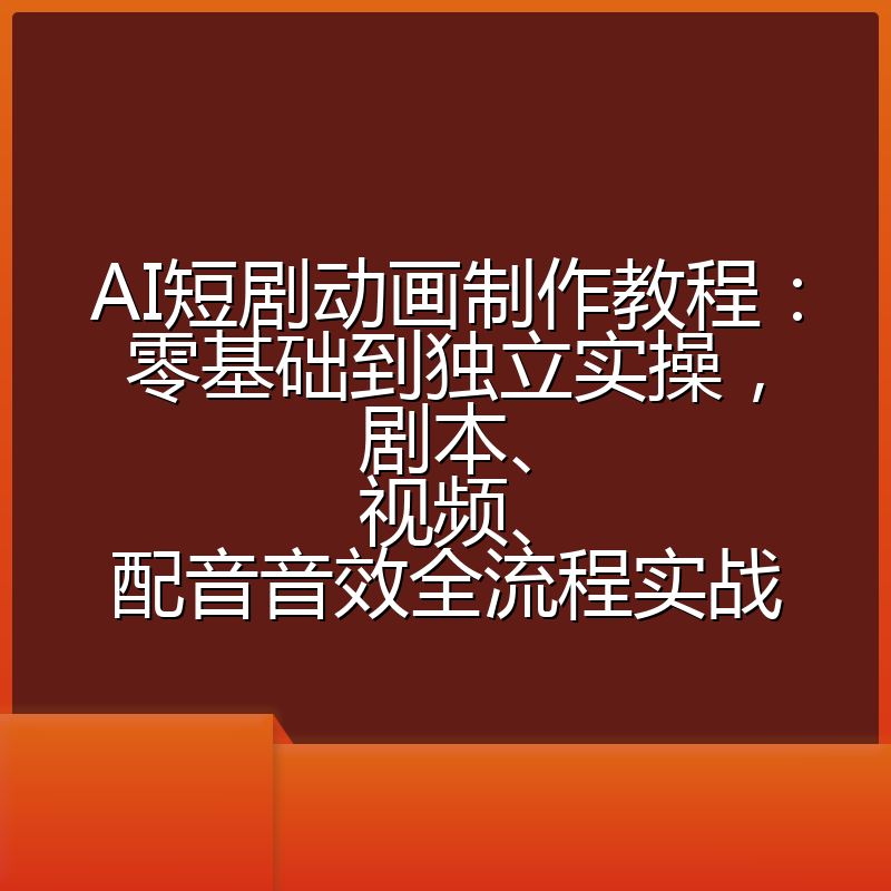 AI短剧动画制作教程：零基础到独立实操，剧本、视频、配音音效全流程实战