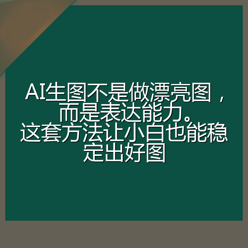 AI生图不是做漂亮图，而是表达能力。这套方法让小白也能稳定出好图