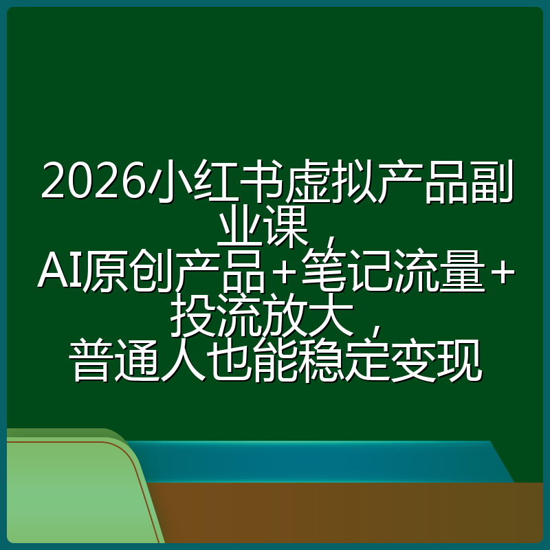 2026小红书虚拟产品副业课，AI原创产品+笔记流量+投流放大，普通人也能稳定变现