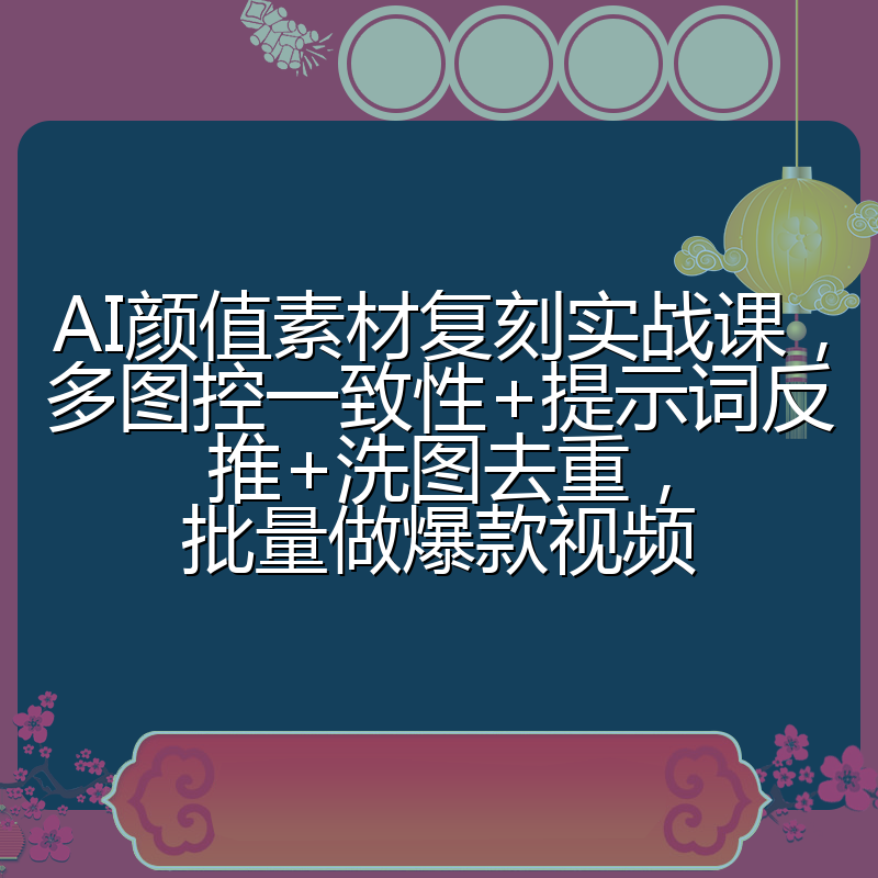 AI颜值素材复刻实战课，多图控一致性+提示词反推+洗图去重，批量做爆款视频