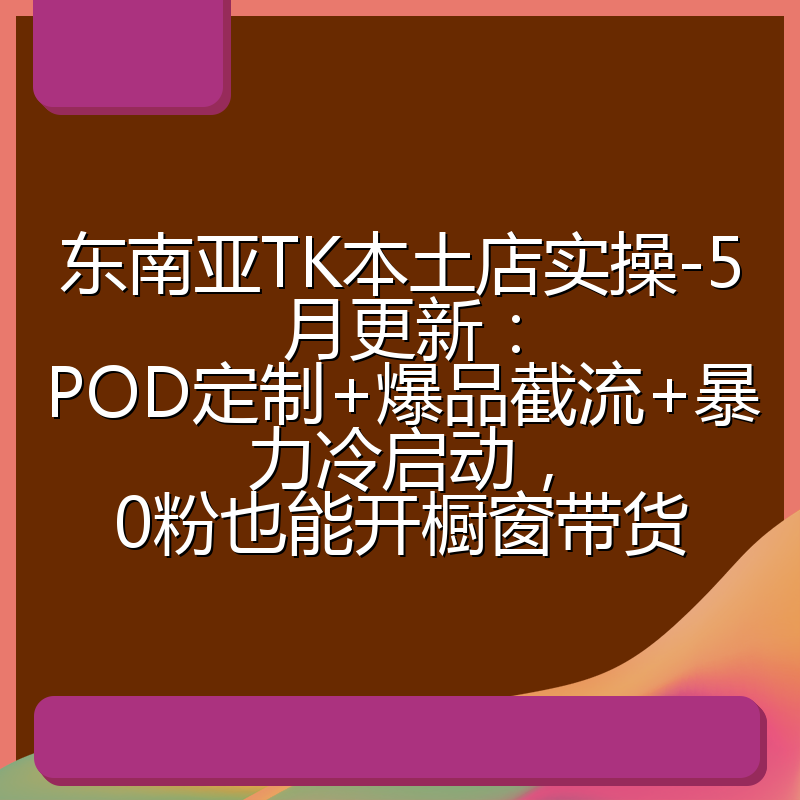 东南亚TK本土店实操-5月更新：POD定制+爆品截流+暴力冷启动，0粉也能开橱窗带货