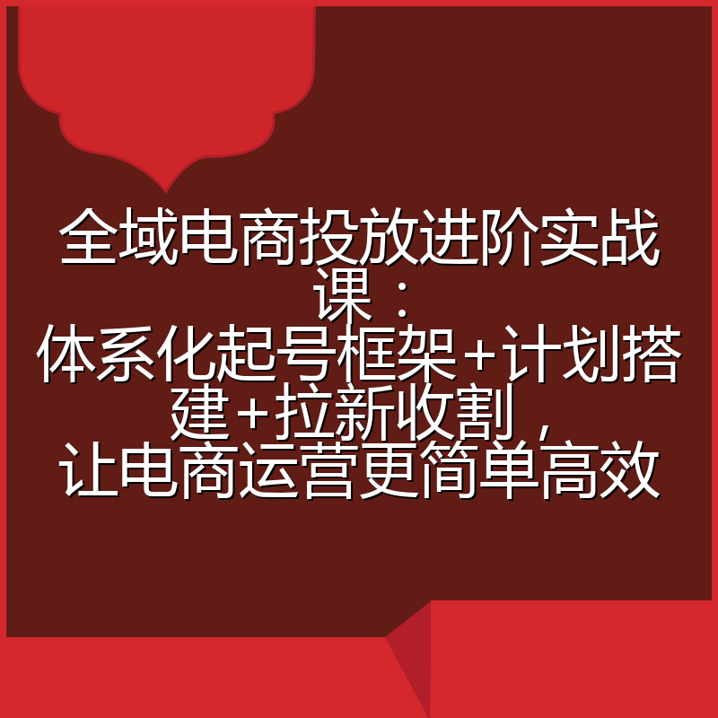 全域电商投放进阶实战课:体系化起号框架+计划搭建+拉新收割,让电商运营更简单高效